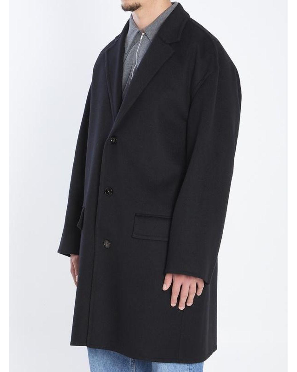 Bottega Veneta Black V-Neck Double Face Coat