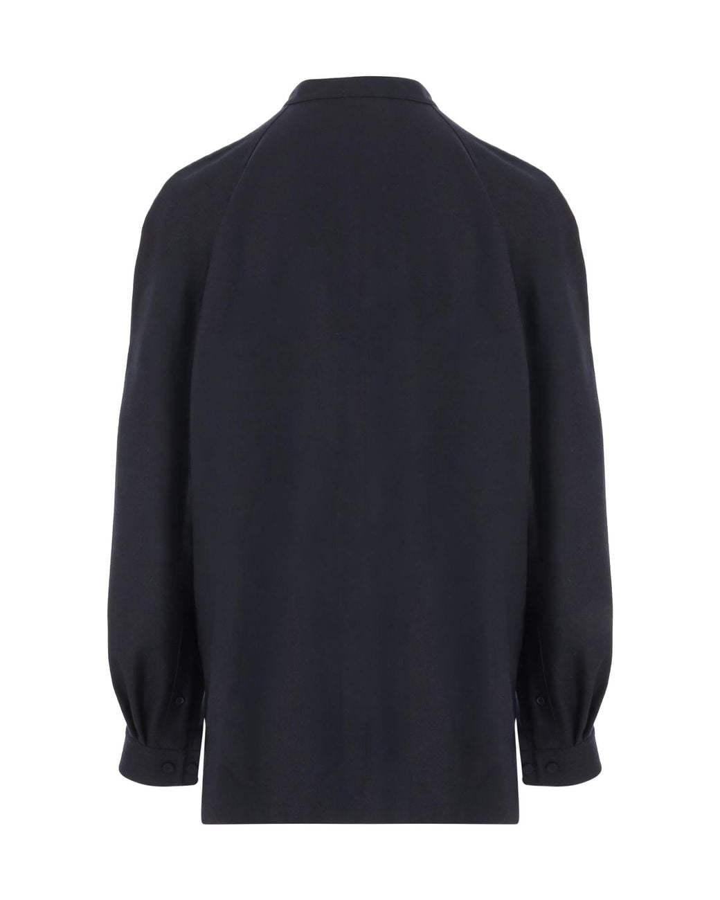 Carven Blue Half-Placket Mandarin Collar Sweater