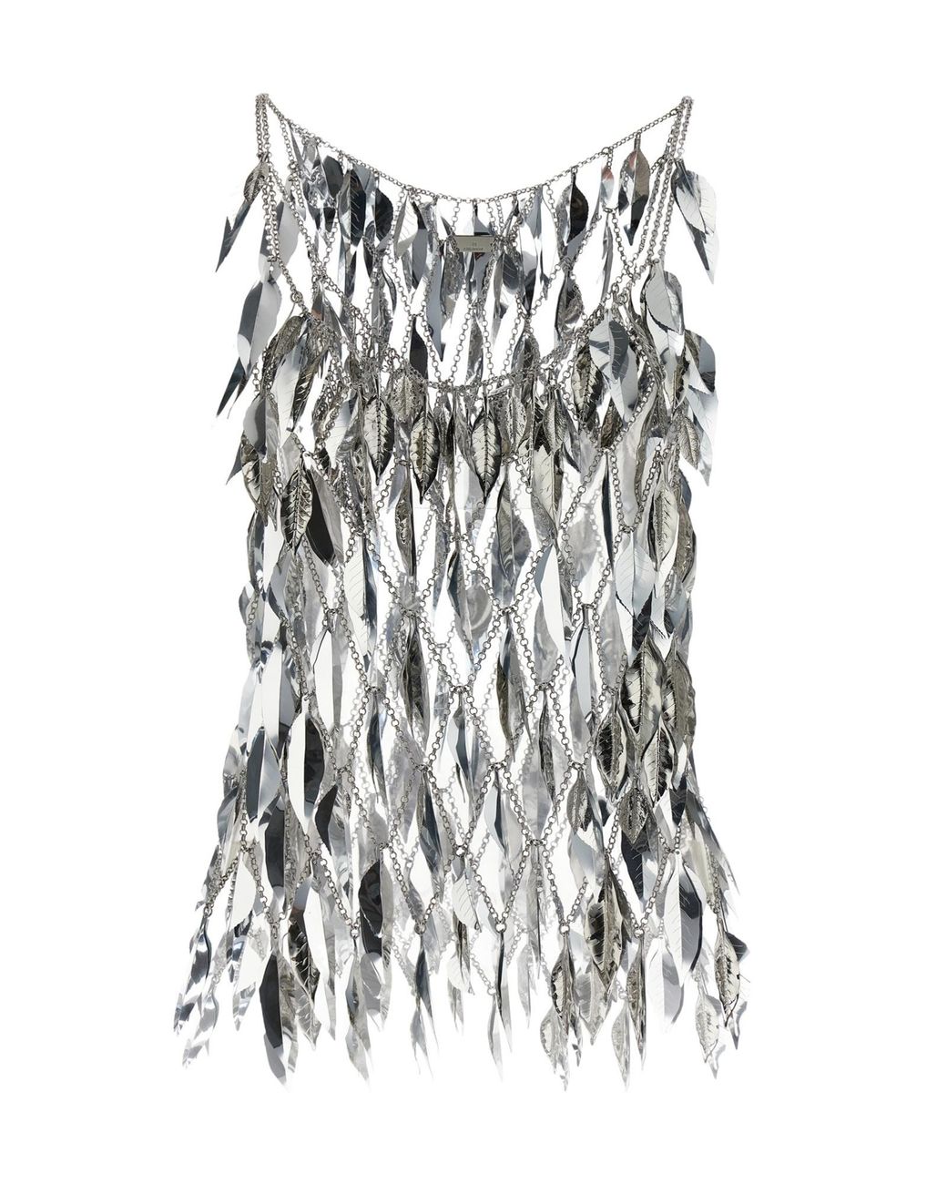 Rabanne White Rabanne Chainmail 3D Leaf Scoop-Neck Top