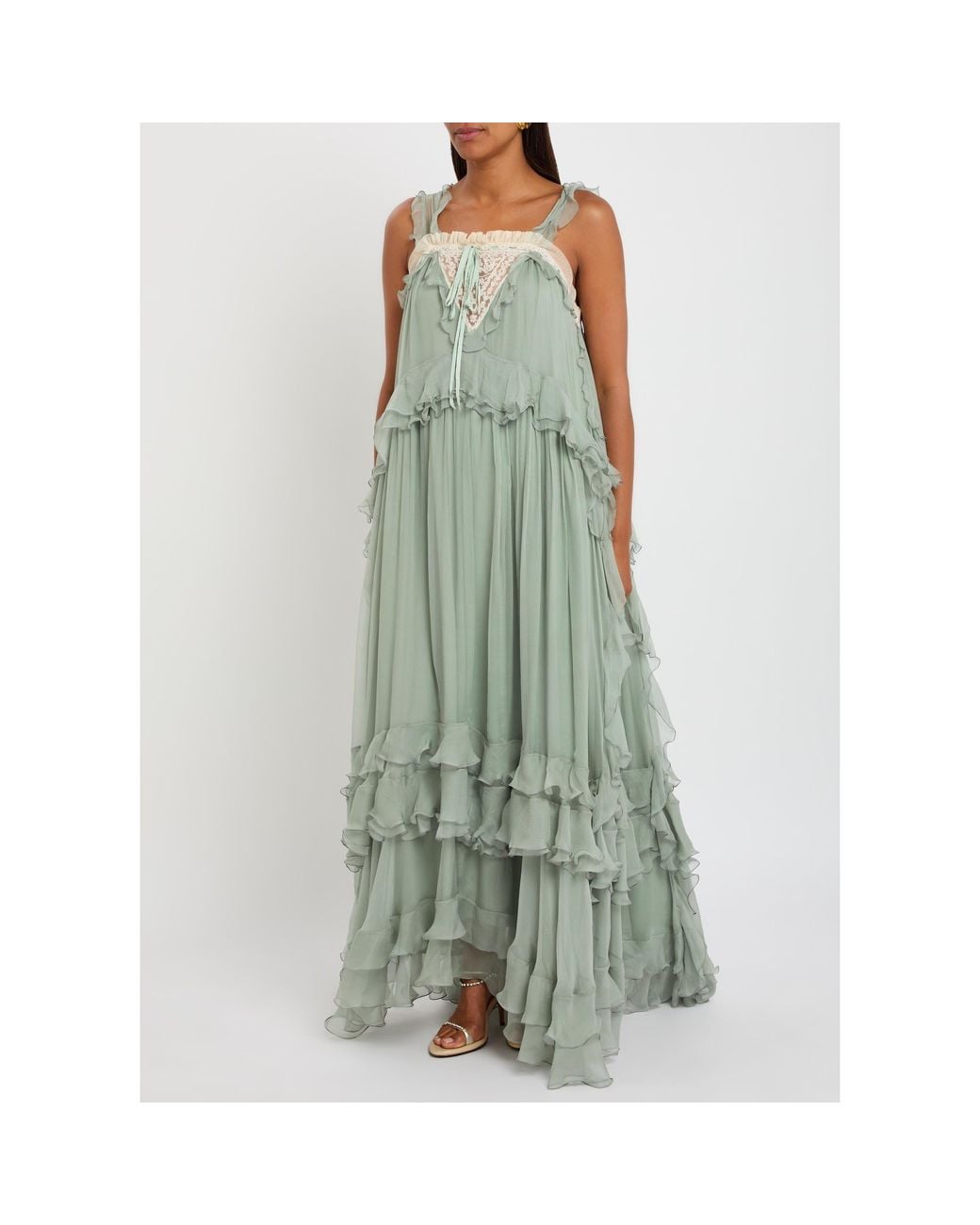 Chloé Green Ruffled Dress