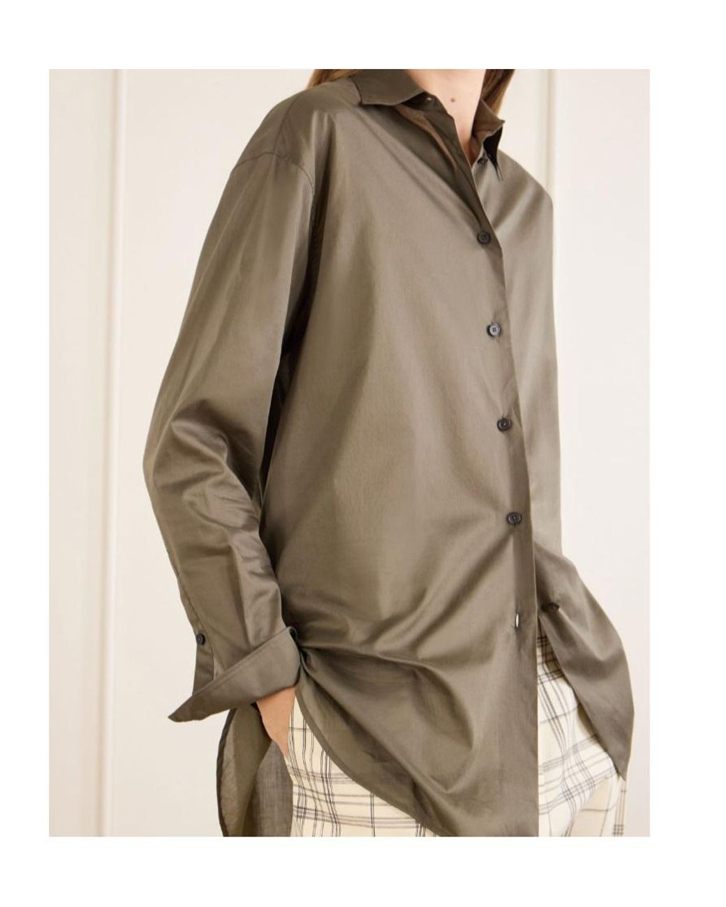 Jil Sander Brown Box-Pleat Long-Sleeve Shirt