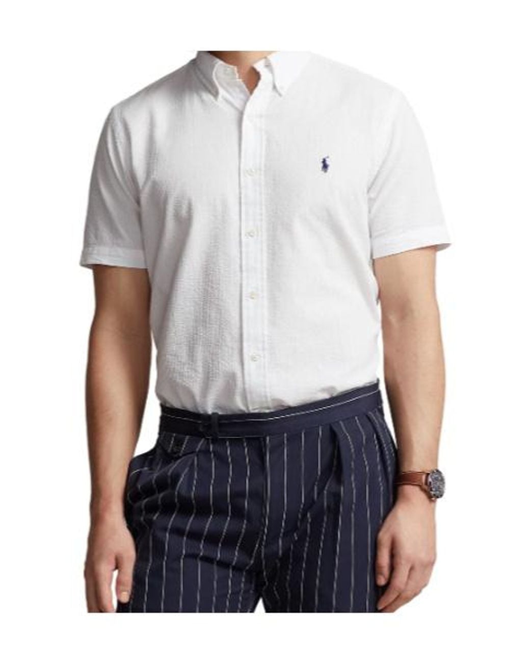 Polo Ralph Lauren White Seersucker Ss Shirt 001 for men