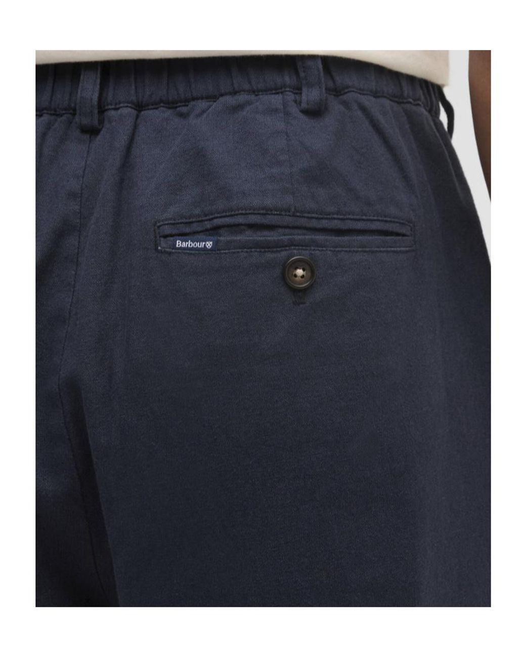 Barbour Blue Cotton Linen Relaxed Trouser for men