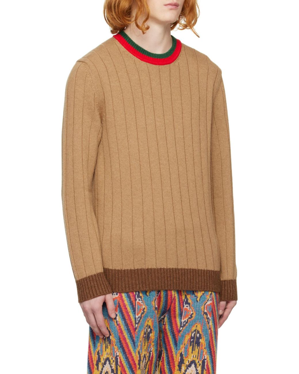 Gucci Natural Web Stripe-Neck Jumper for men