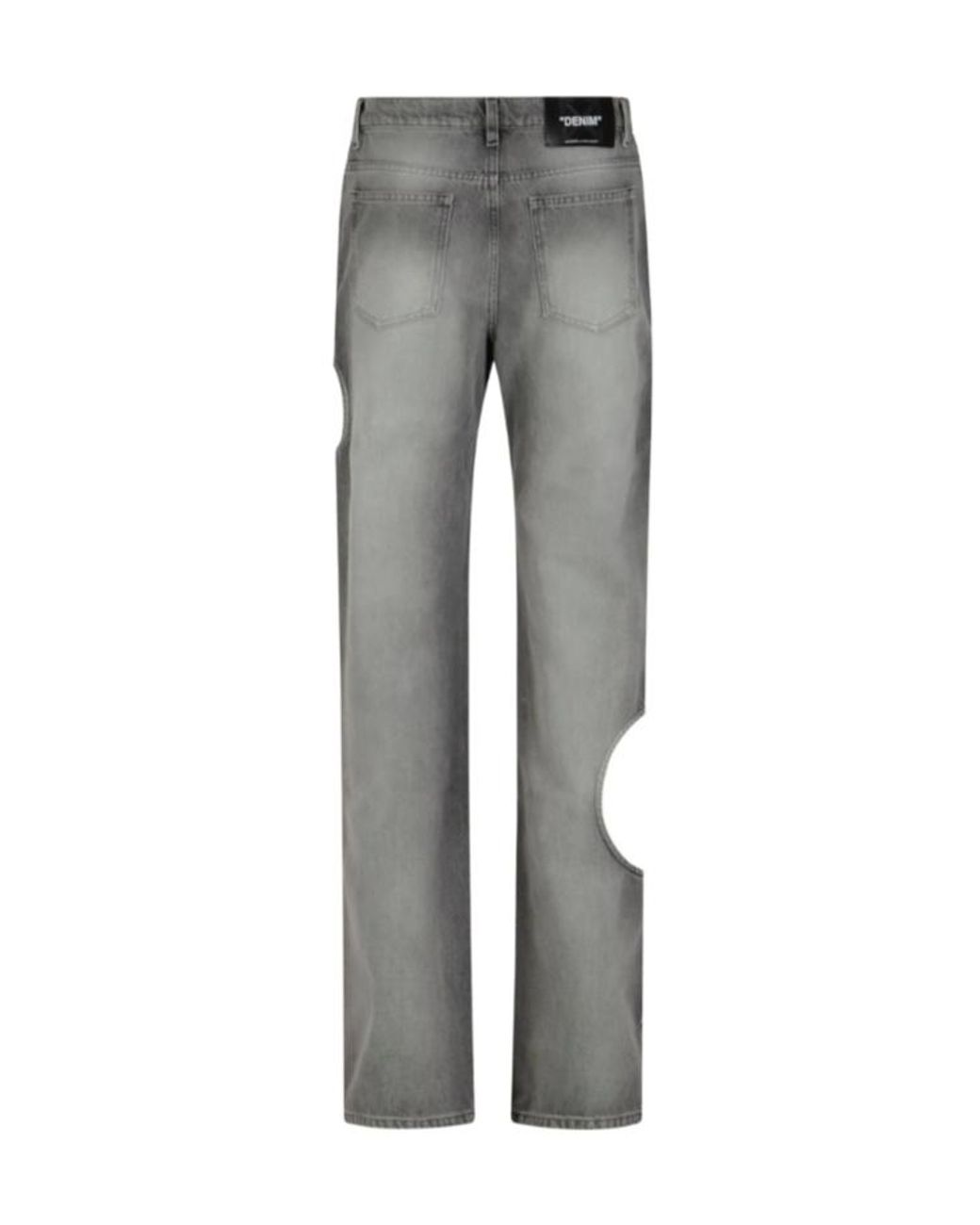Off-White c/o Virgil Abloh Gray Cut-Out Straight Leg Jeans
