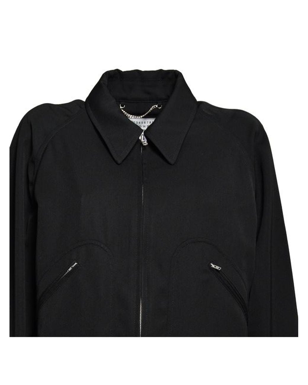 Maison Margiela Black Zip-Up Bomber Jacket