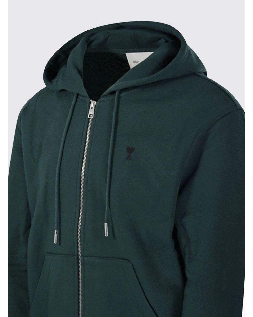 AMI Green Ami Ami De Coeur Zip-Up Hoodie for men