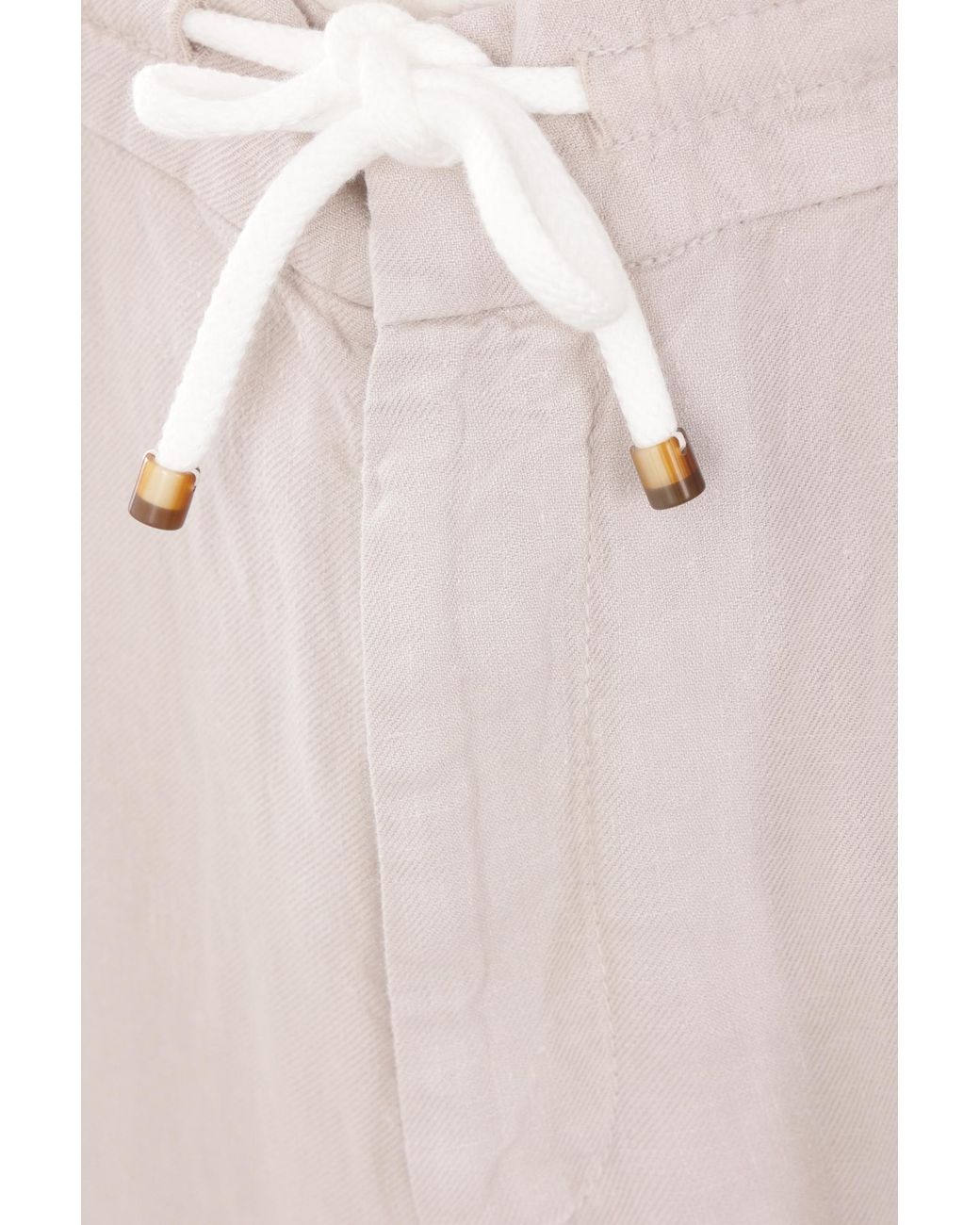 Brunello Cucinelli White Elasticated Waistband Drawstring Pants for men