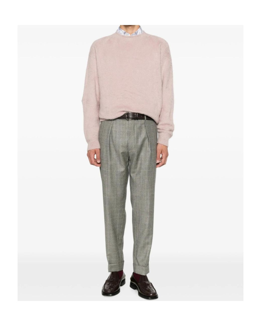 Roberto Collina Gray Oversized Crew Neck Knit Sweater for men