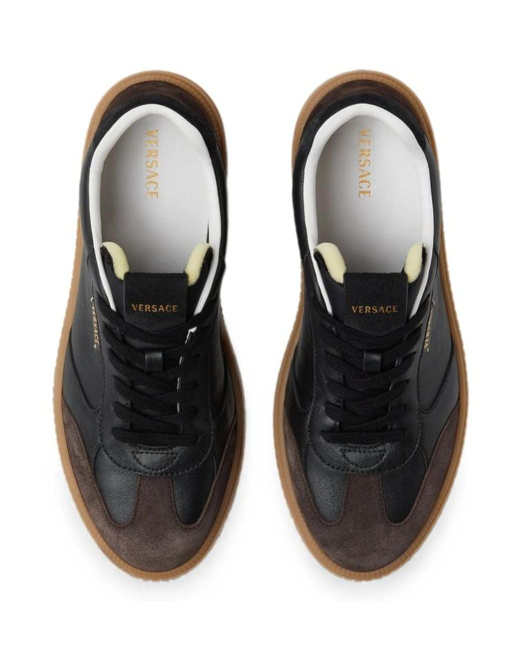 Versace Black Leather Low-Top Sneakers for men