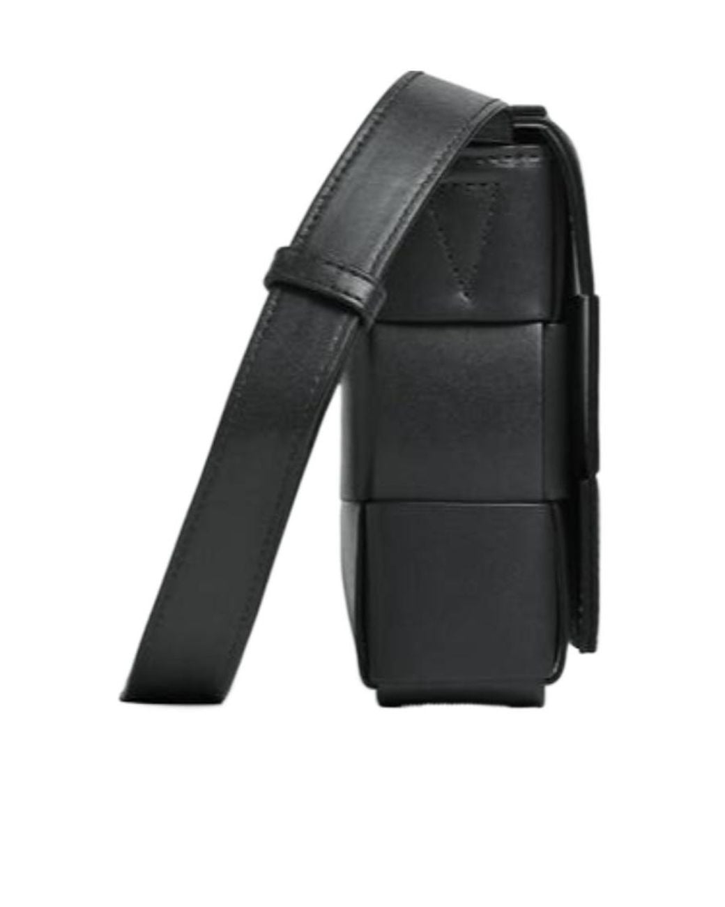 Bottega Veneta Black Cassette Woven Medium Shoulder Bag for men