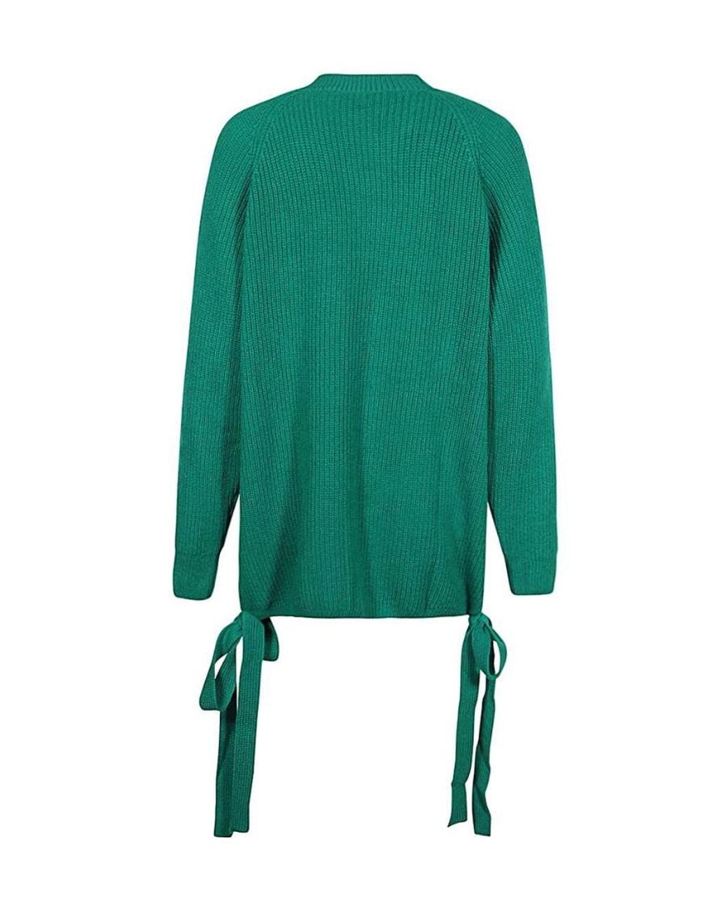 MSGM Green Logo Patch Knitted Cardigan