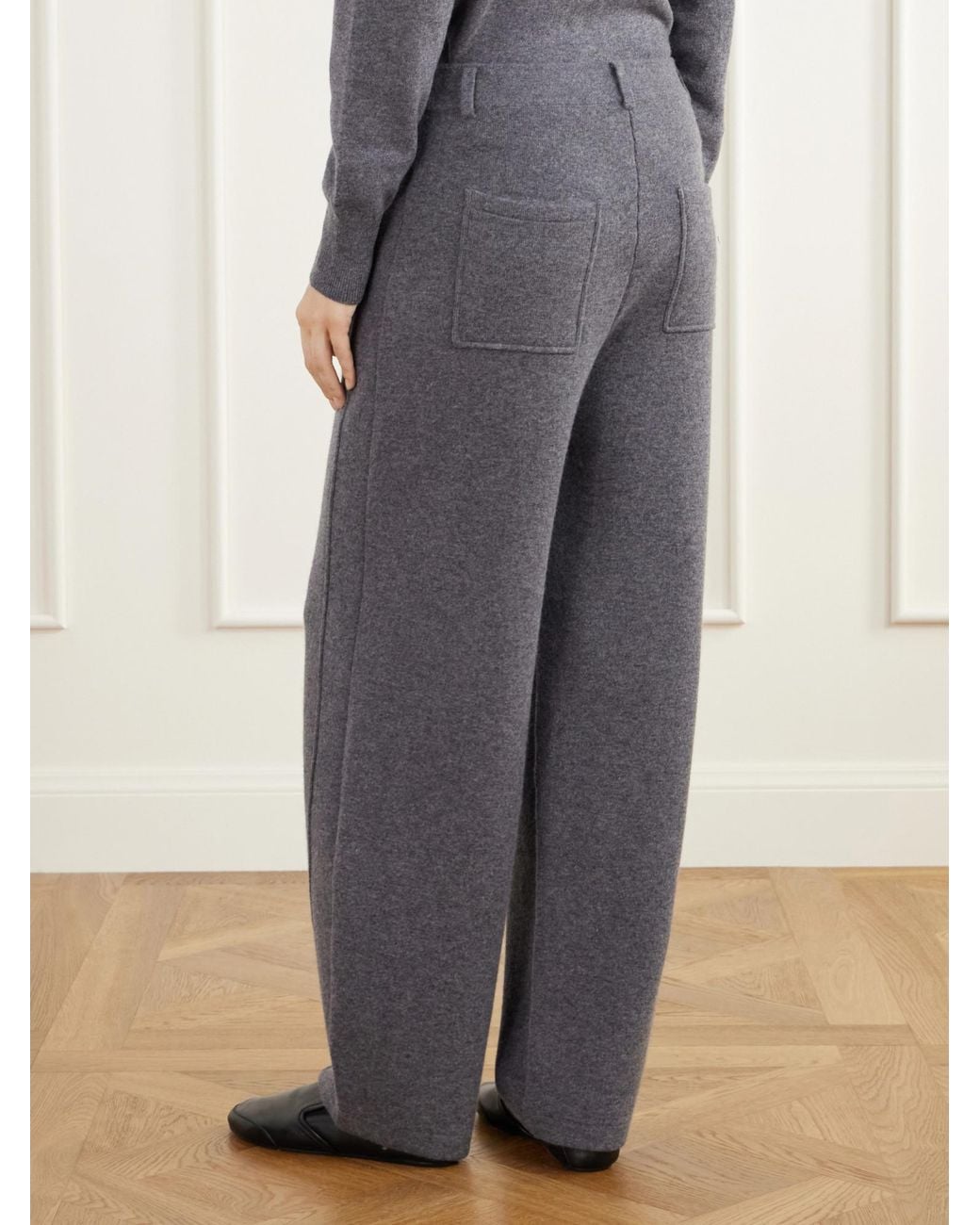 Lisa Yang Gray Cashmere Knitted Barrel-Leg Pants