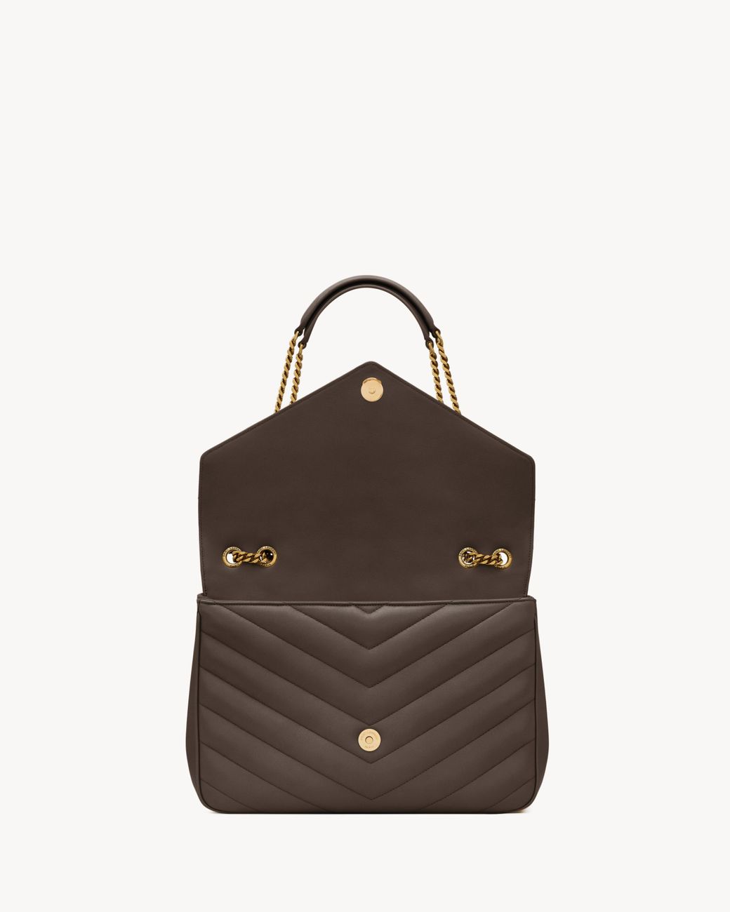 Saint Laurent Brown Loulou Foldover Top Large Shoulder Bag