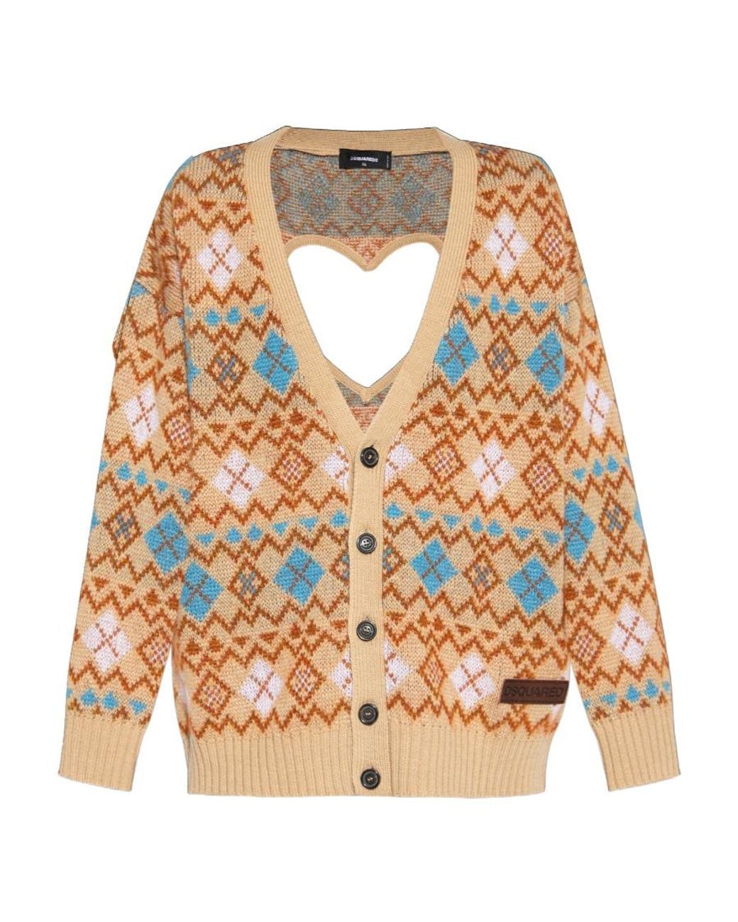 DSquared² Pink Heart Vintage Shetland Knitted Cardigan