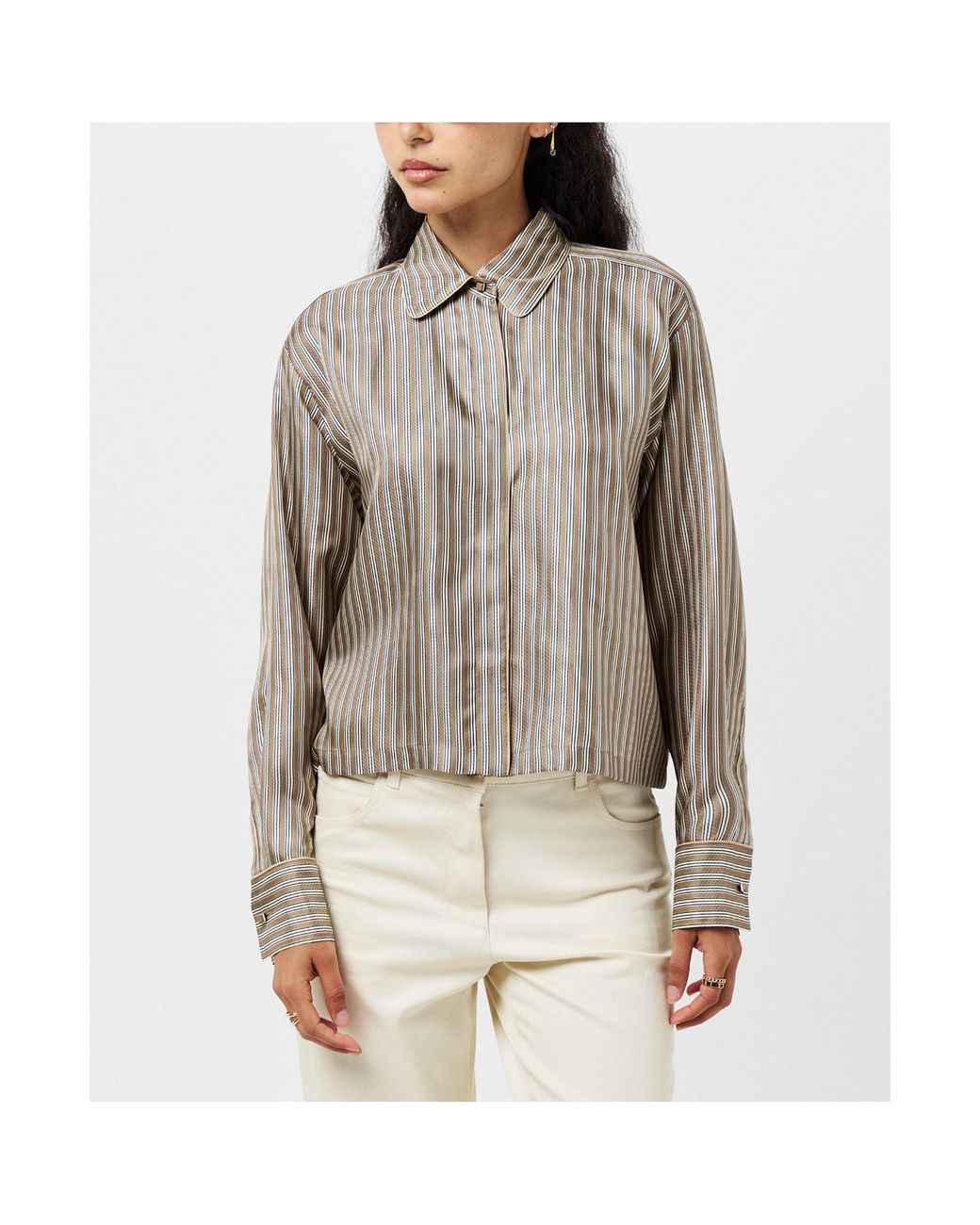 Max Mara Gray Striped Shirt