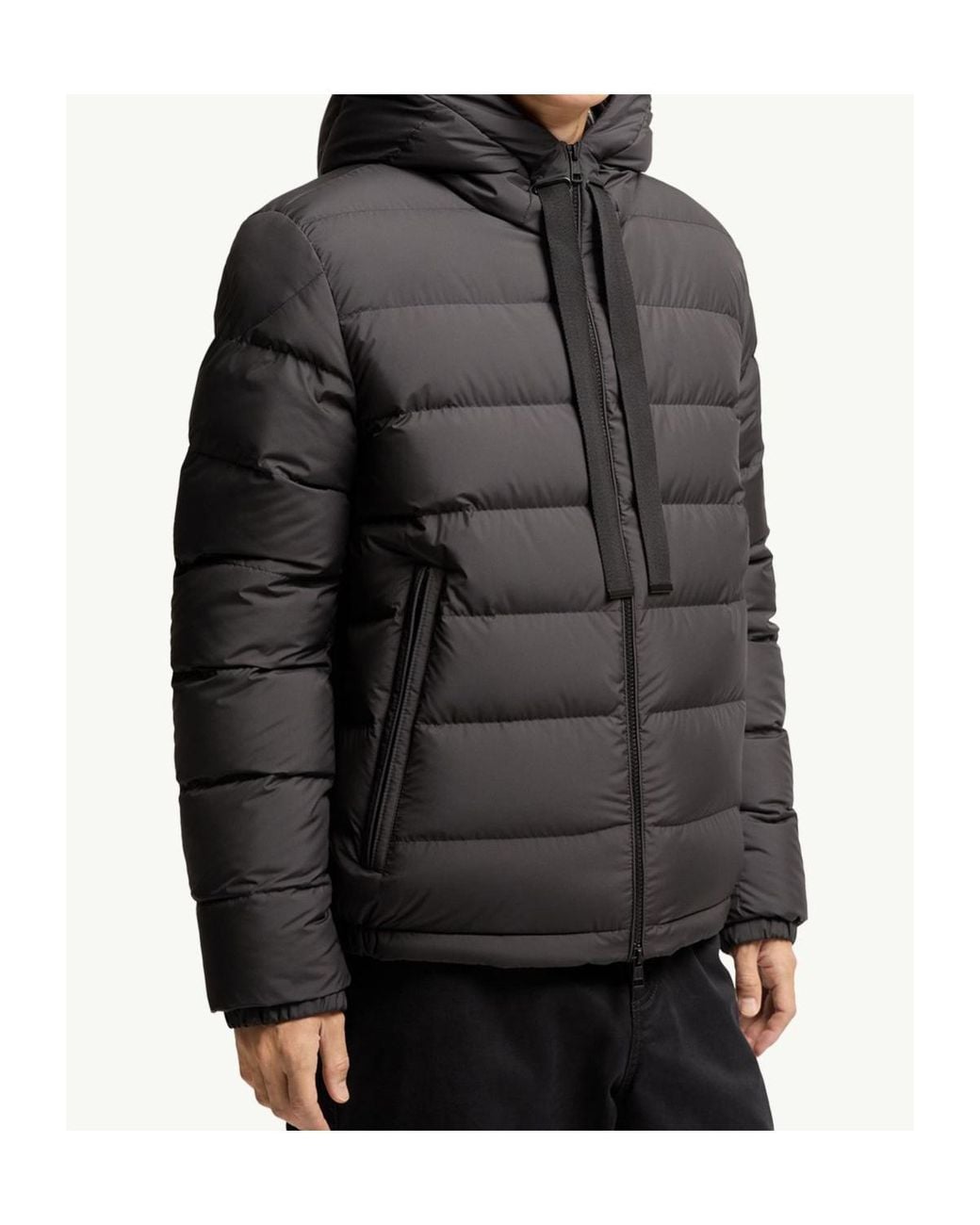 Moncler Gray Zeflor Zip-Up Hooded Puffer Jacket for men