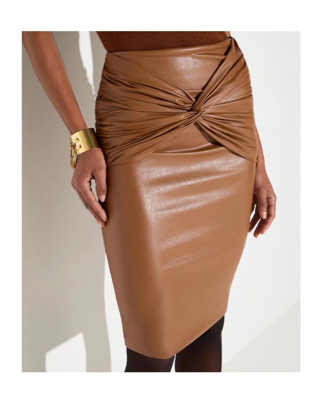 Elisabetta Franchi Brown Draped Midi Skirt