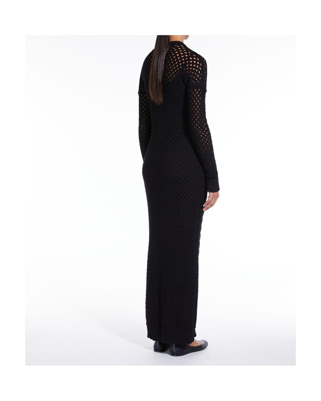 Max Mara Black Mesh Panelled Midi Dress