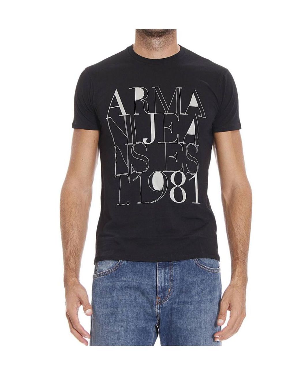 Armani Jeans Black Logo Details T-Shirt for men