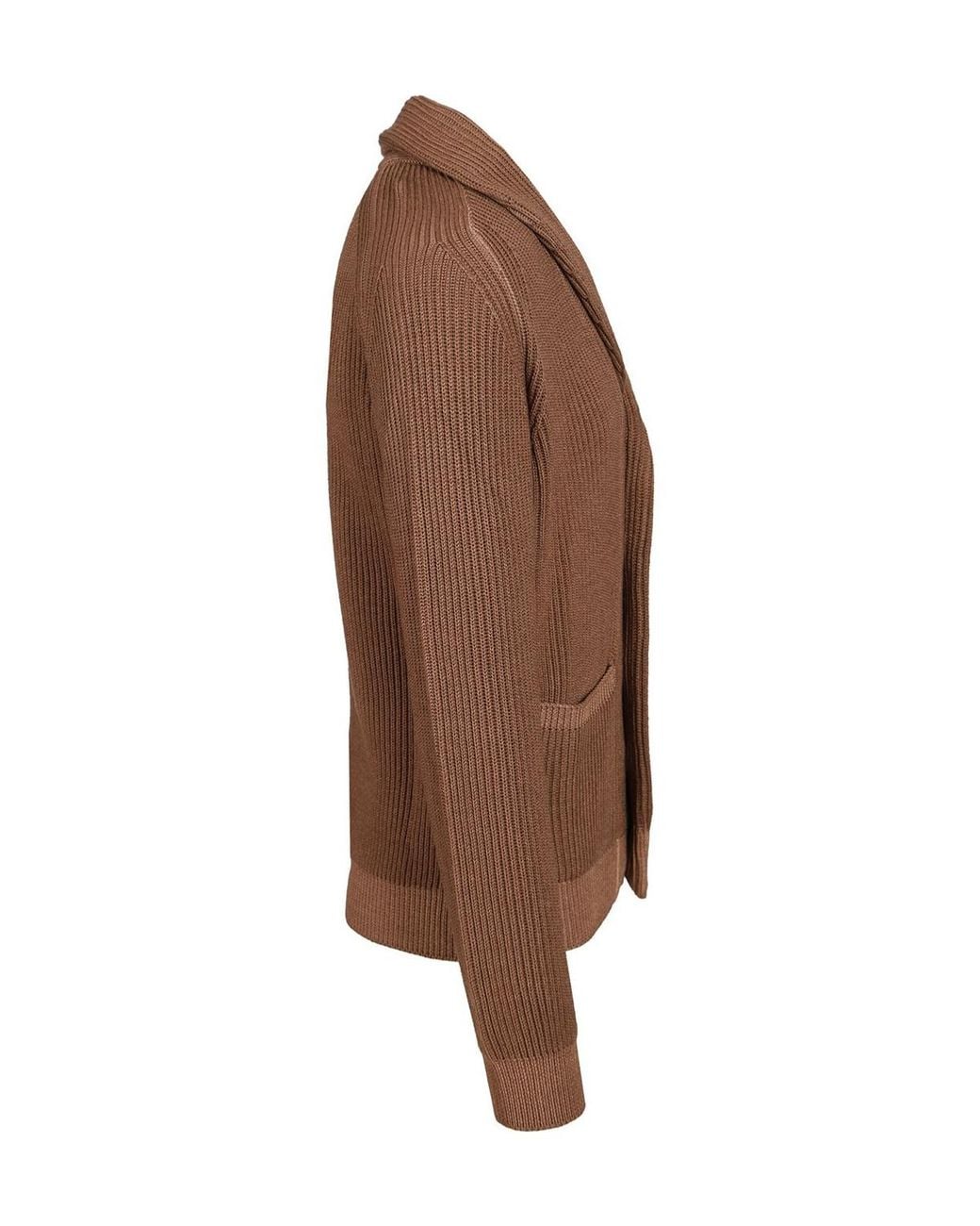 Fedeli Brown Long-Sleeve Cardigan for men