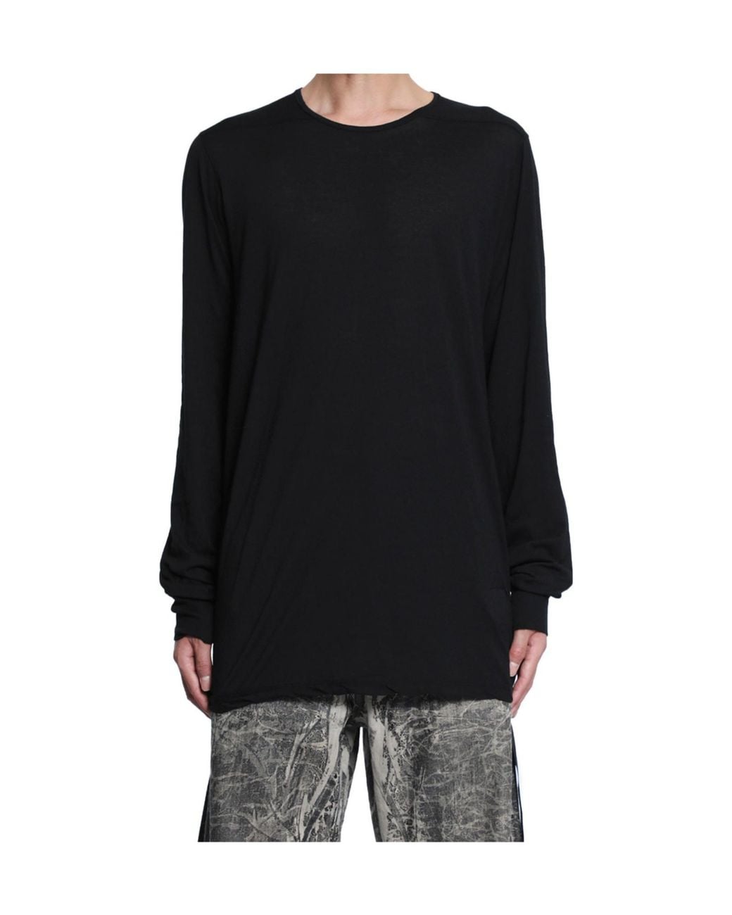 Rick Owens Black Long Sleeved Crewneck T-Shirt for men