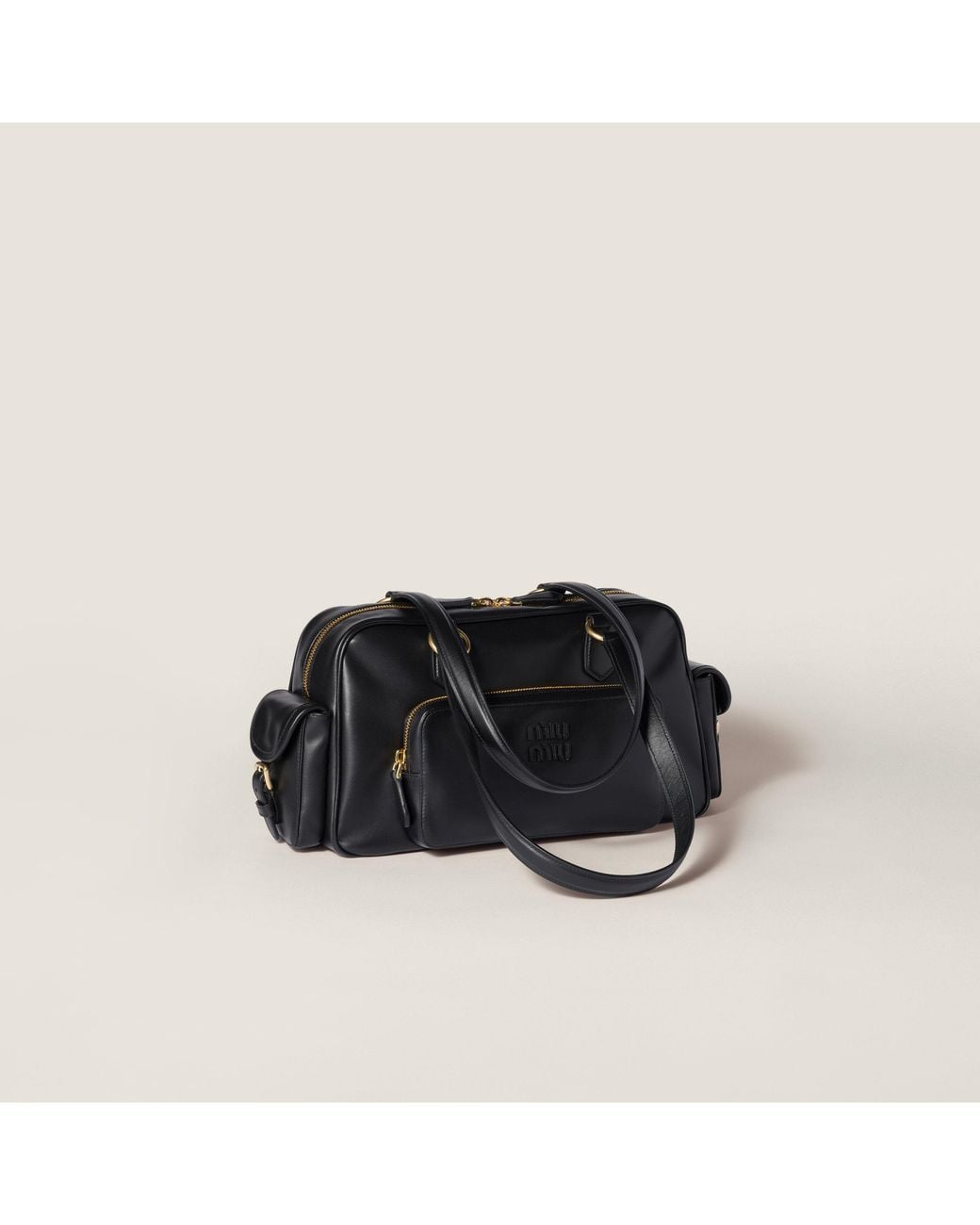 Miu Miu Black Pocket Nappa Leather Top-Handle Bag