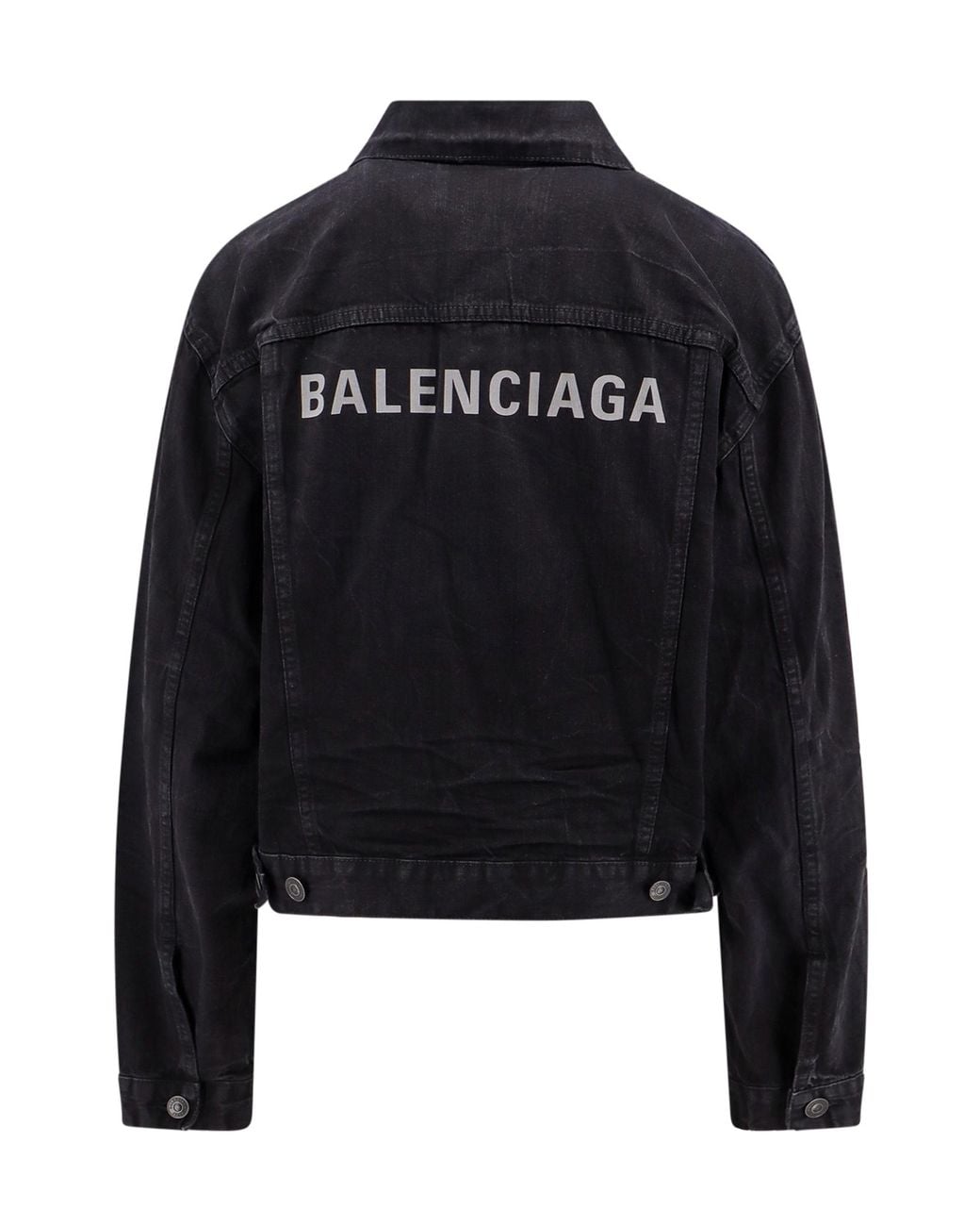 Balenciaga Black Collared Button-Up Denim Jacket