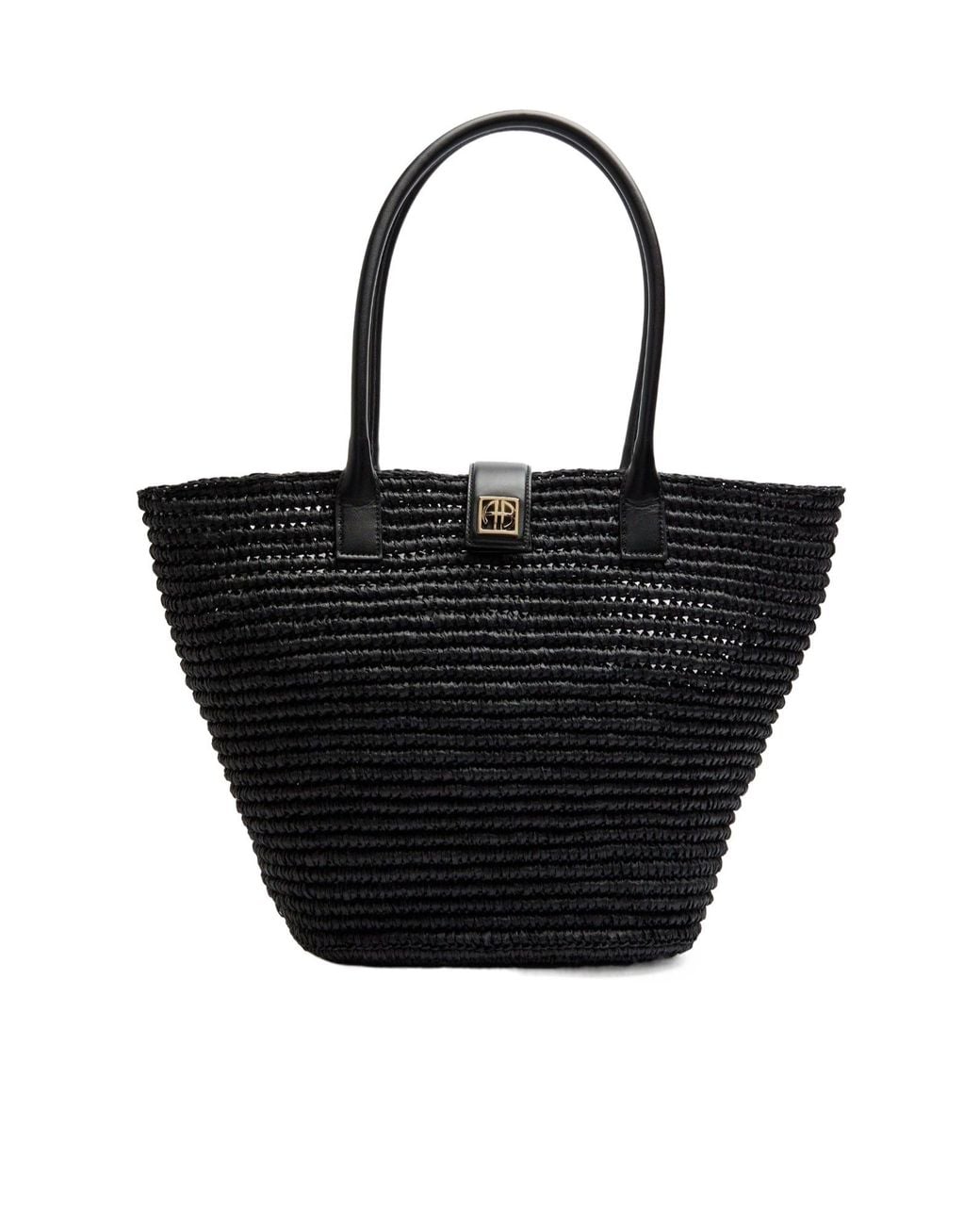 Anine Bing Black Woven Tote Bag