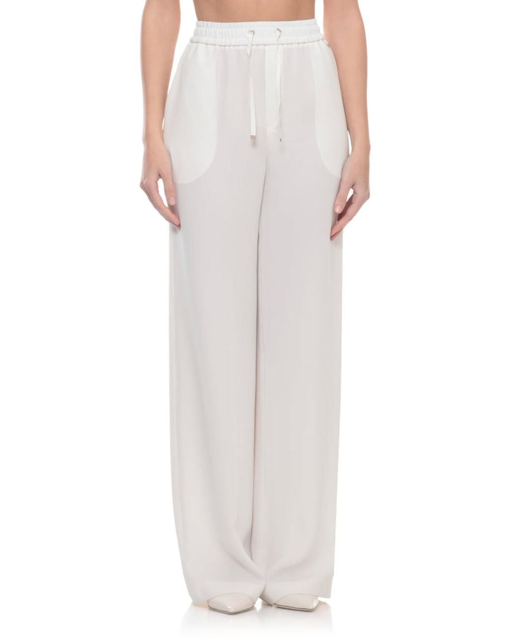 Herno White Drawstring Wide-Leg Pants