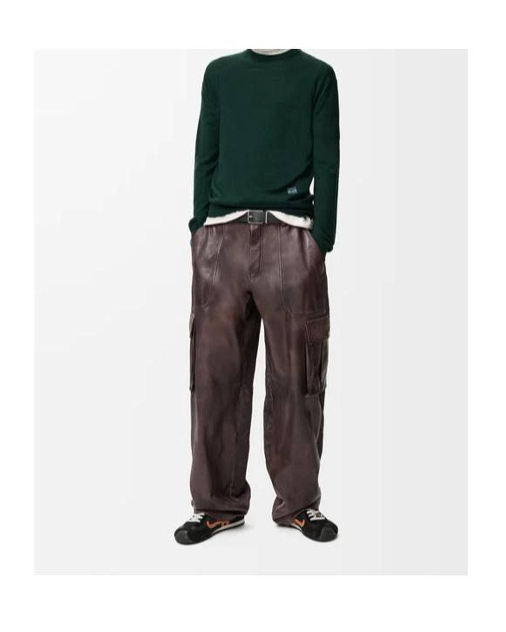 Loewe Green Crew Neck Wool Sweater for men