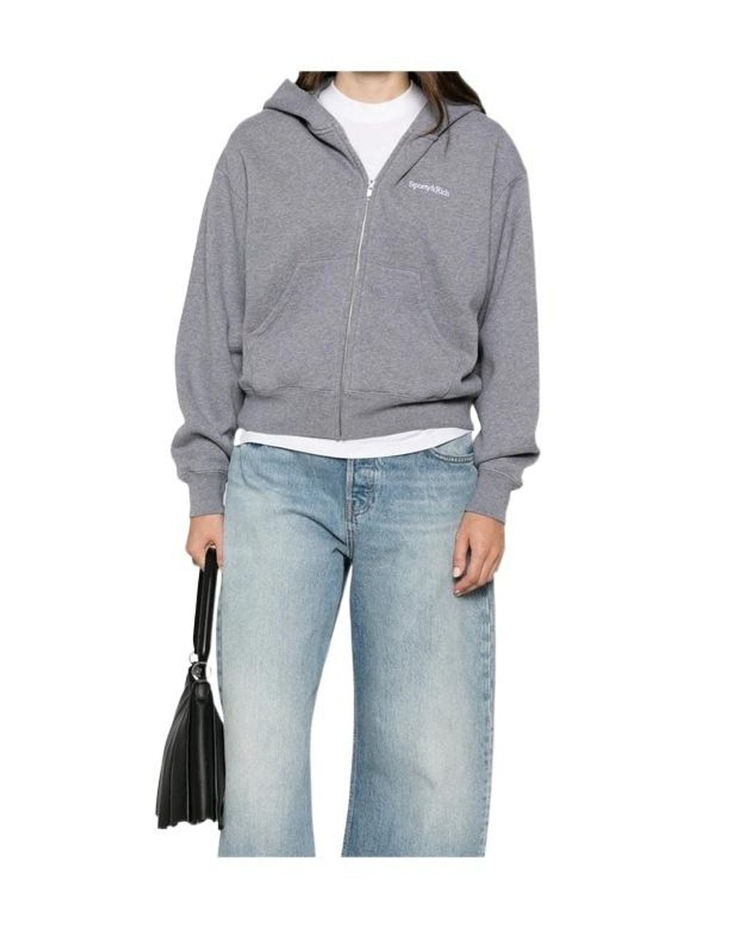 Sporty & Rich Gray Long-Sleeved Zip-Up Sweatshirt