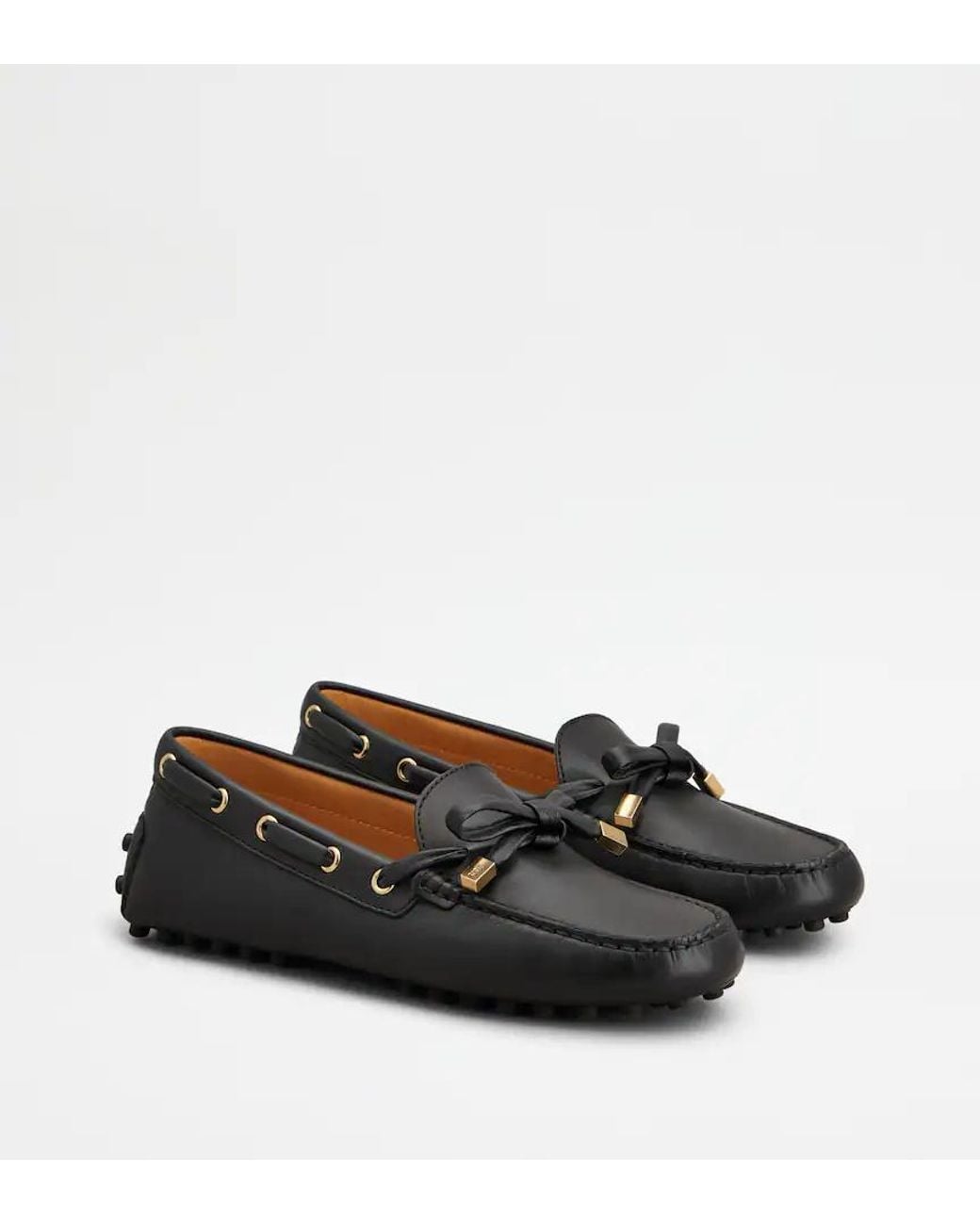 Tod's Black Gommino Bow Detail Flat Shoes