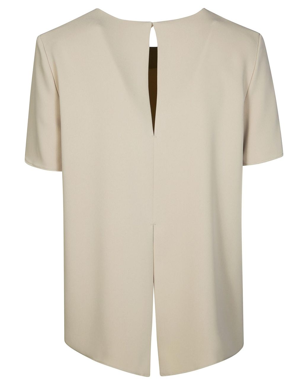 P.A.R.O.S.H. Natural Cady Crewneck Short Sleeved Blouse