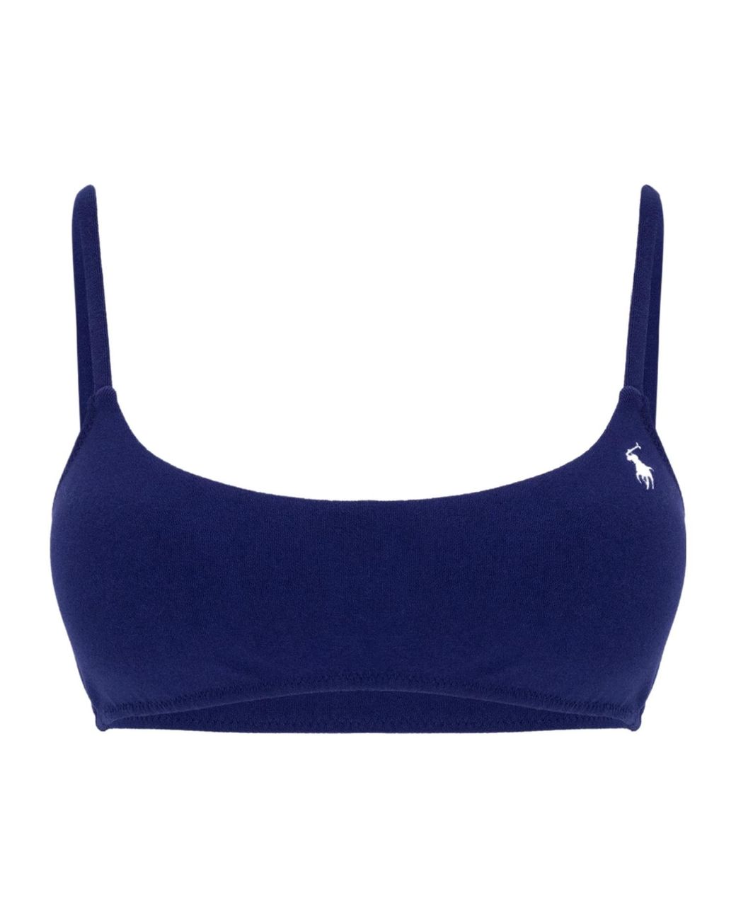 Ralph Lauren Blue Embroidered Little Pony Bikini Top