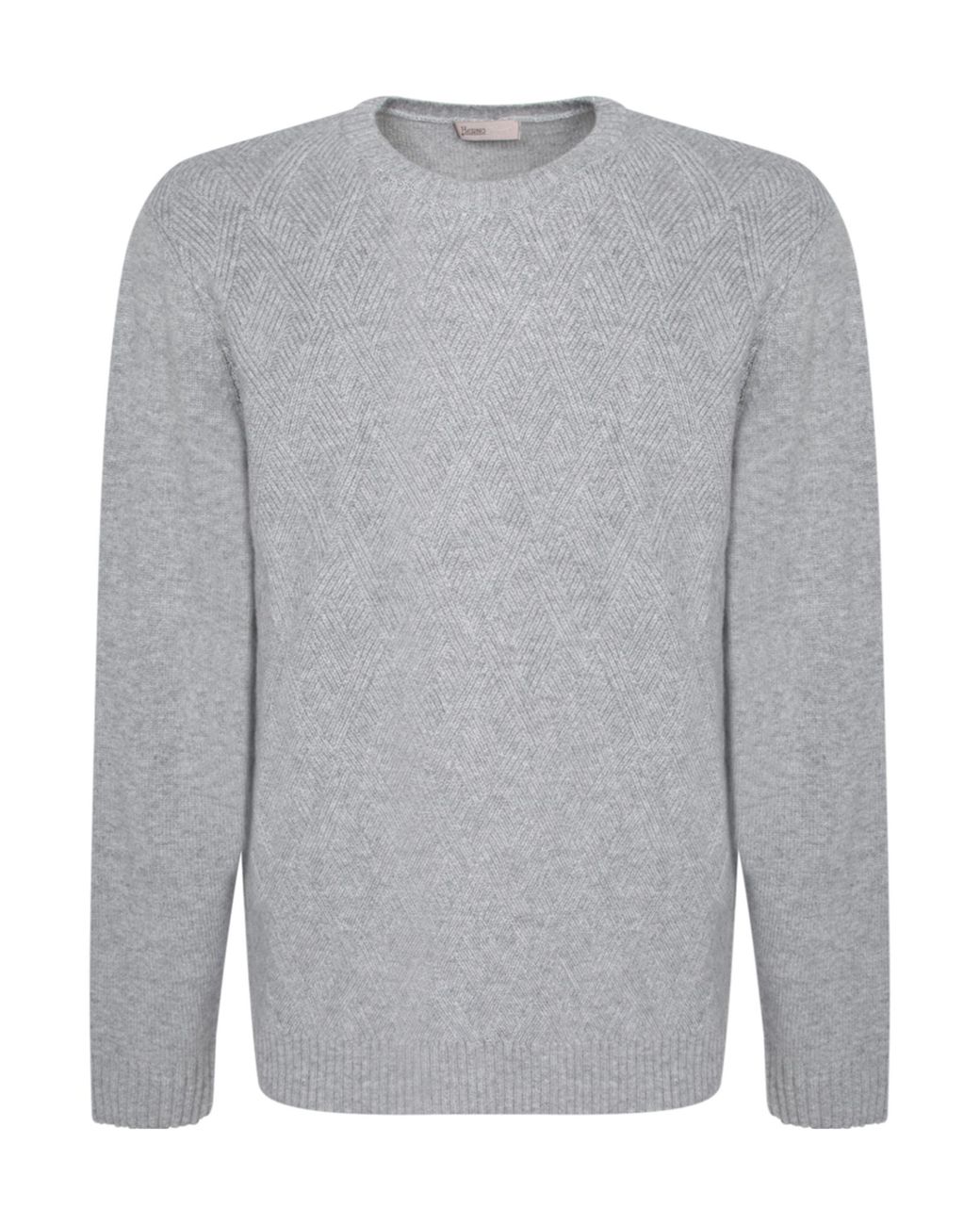 Herno Gray Cable-Knit Crewneck Jumper for men
