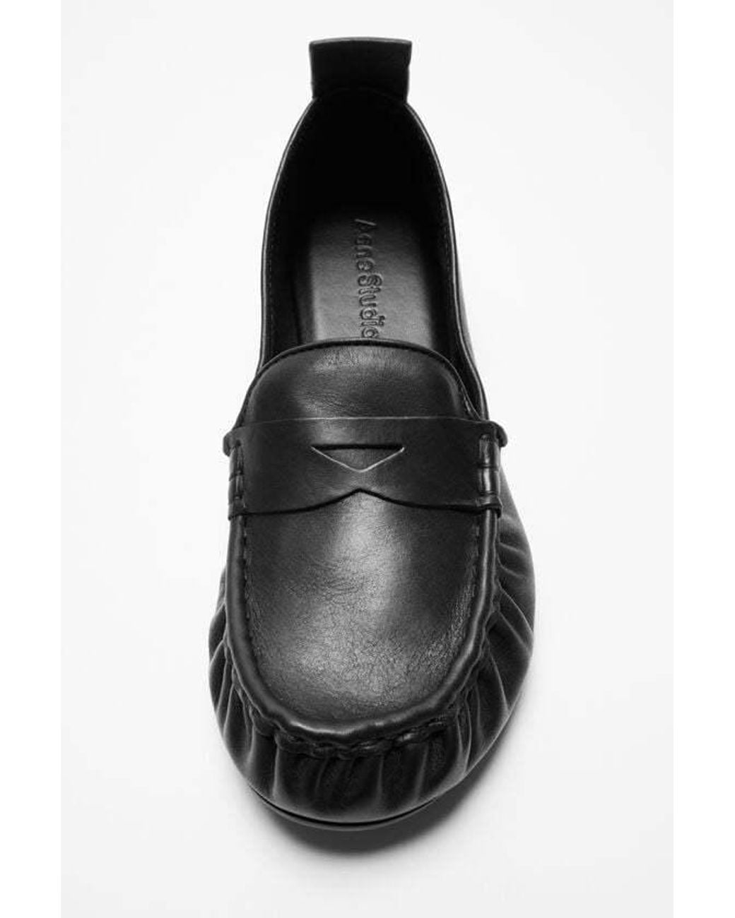 Acne Black Penny-Slot Leather Loafers