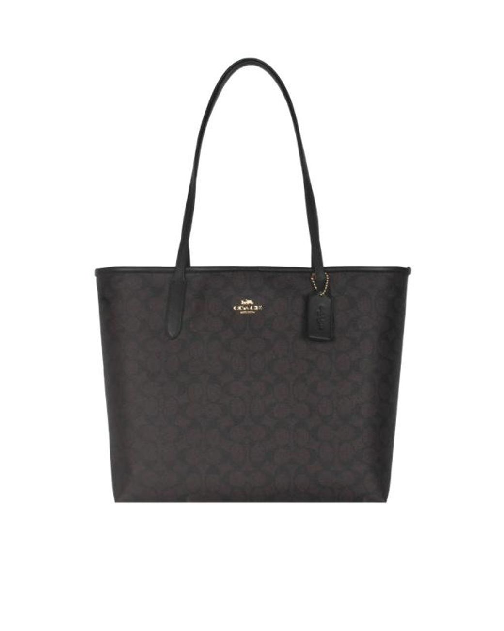 COACH Black Logo Printed Handbag