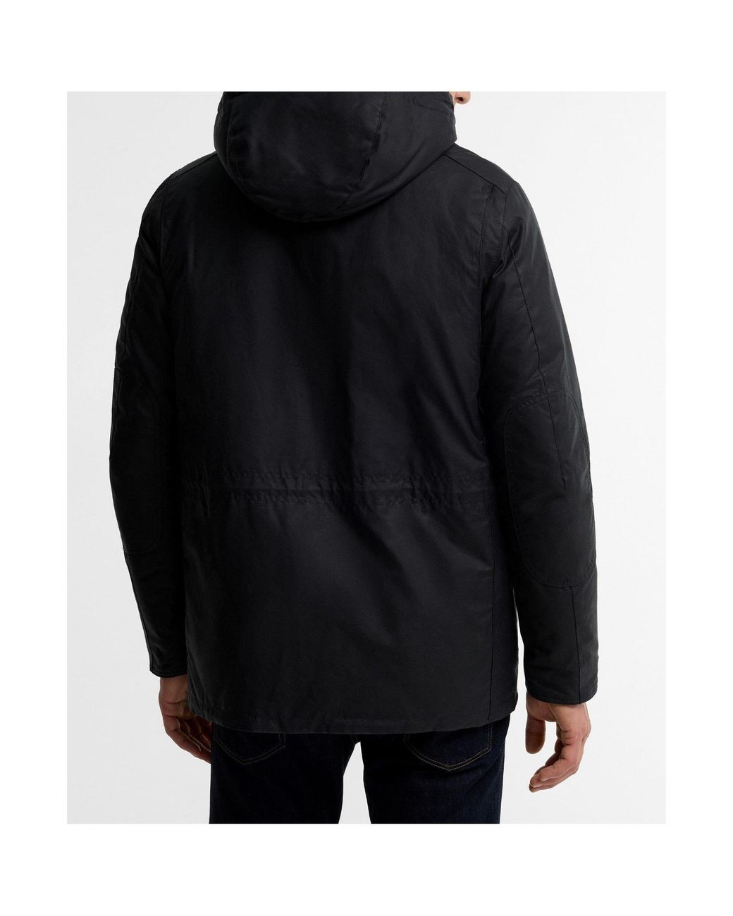 Barbour Black Waxed Cotton Hooded Field Jacket for men