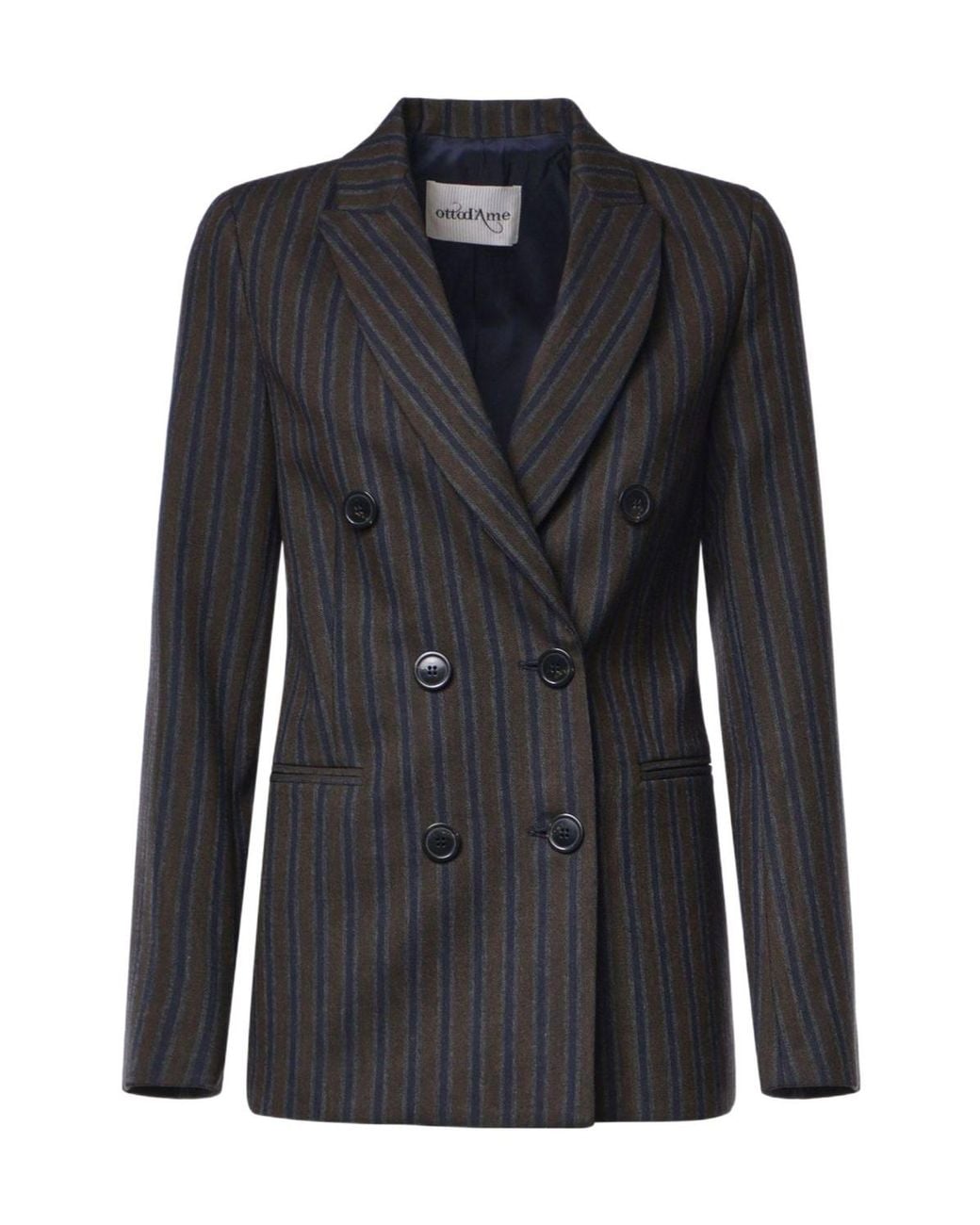 Ottod'Ame Black Ottod'Ame Striped Double-Breasted Blazer