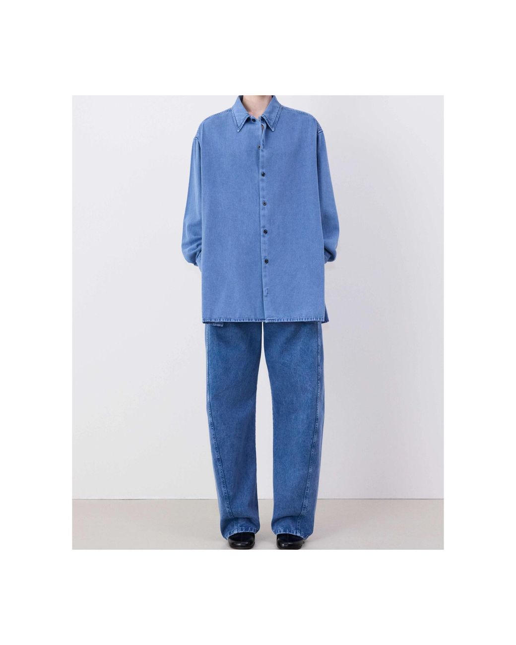 Lemaire Blue Twisted Long Sleeved Denim Shirt