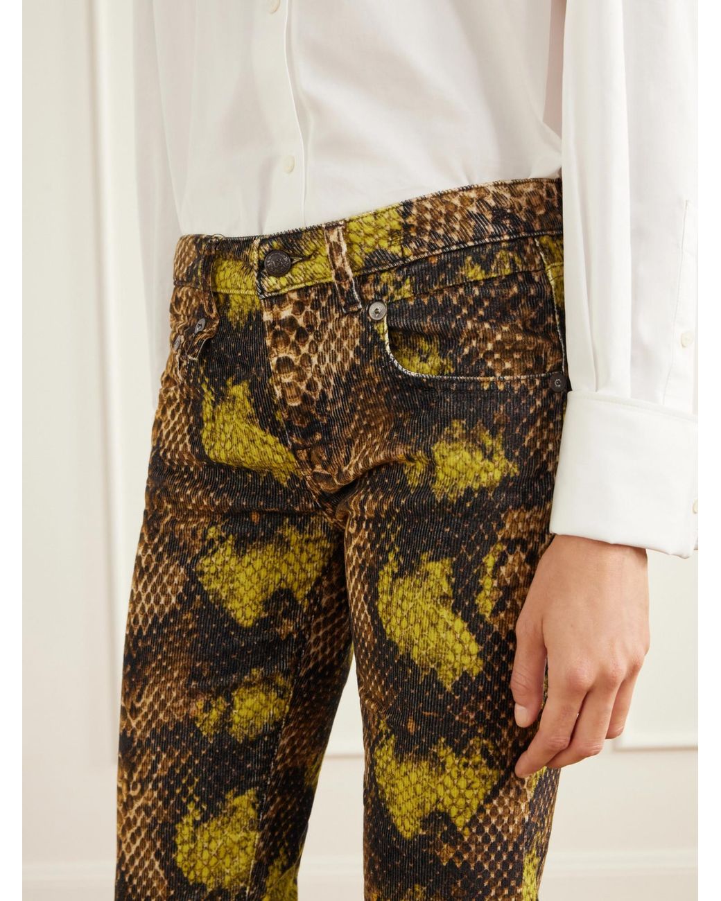 R13 Multicolor Snake-Patterned Corduroy Wide-Leg Pants