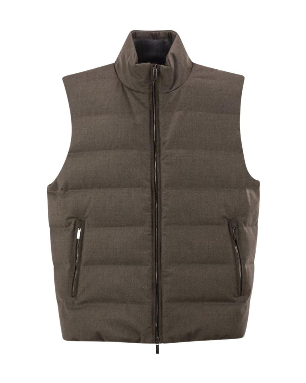 Peserico Brown Quilted Down Vest for men