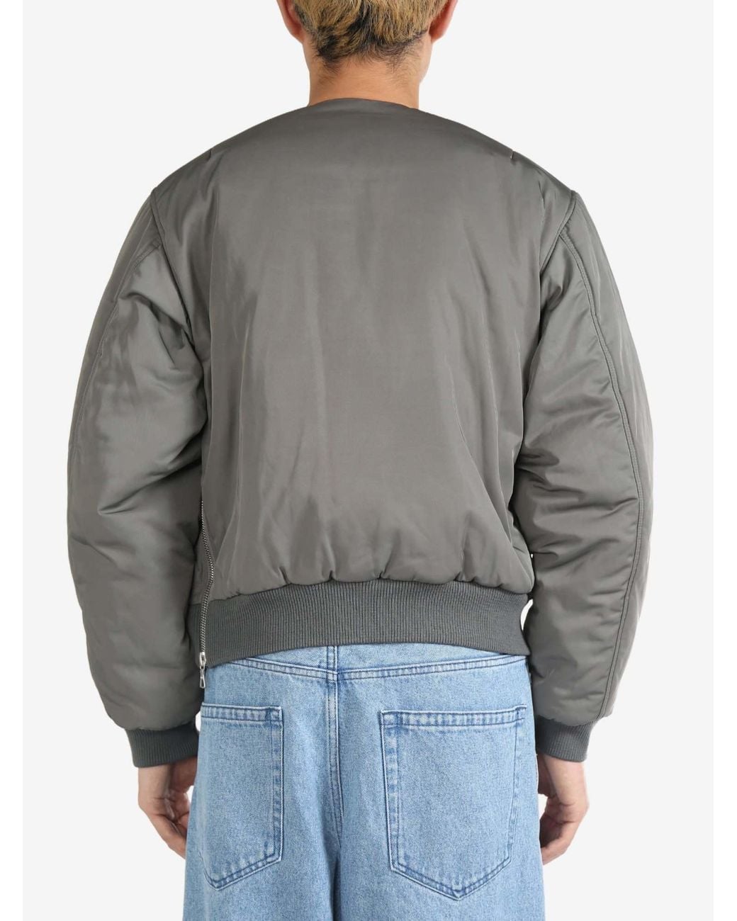 Dries Van Noten Gray Zip-Up Crewneck Jacket for men