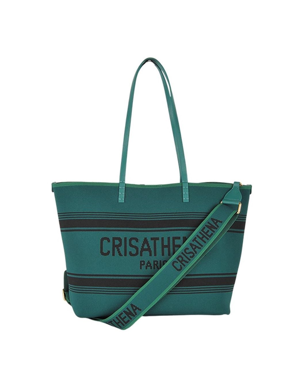 Crisathena Green Large Double Handle Shoulder Bag