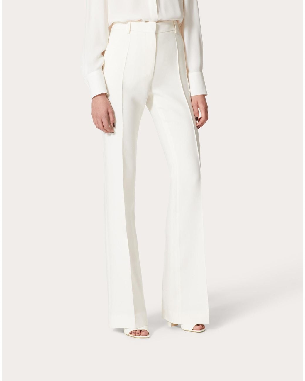 Valentino White High-Waist Tailored-Cut Trousers