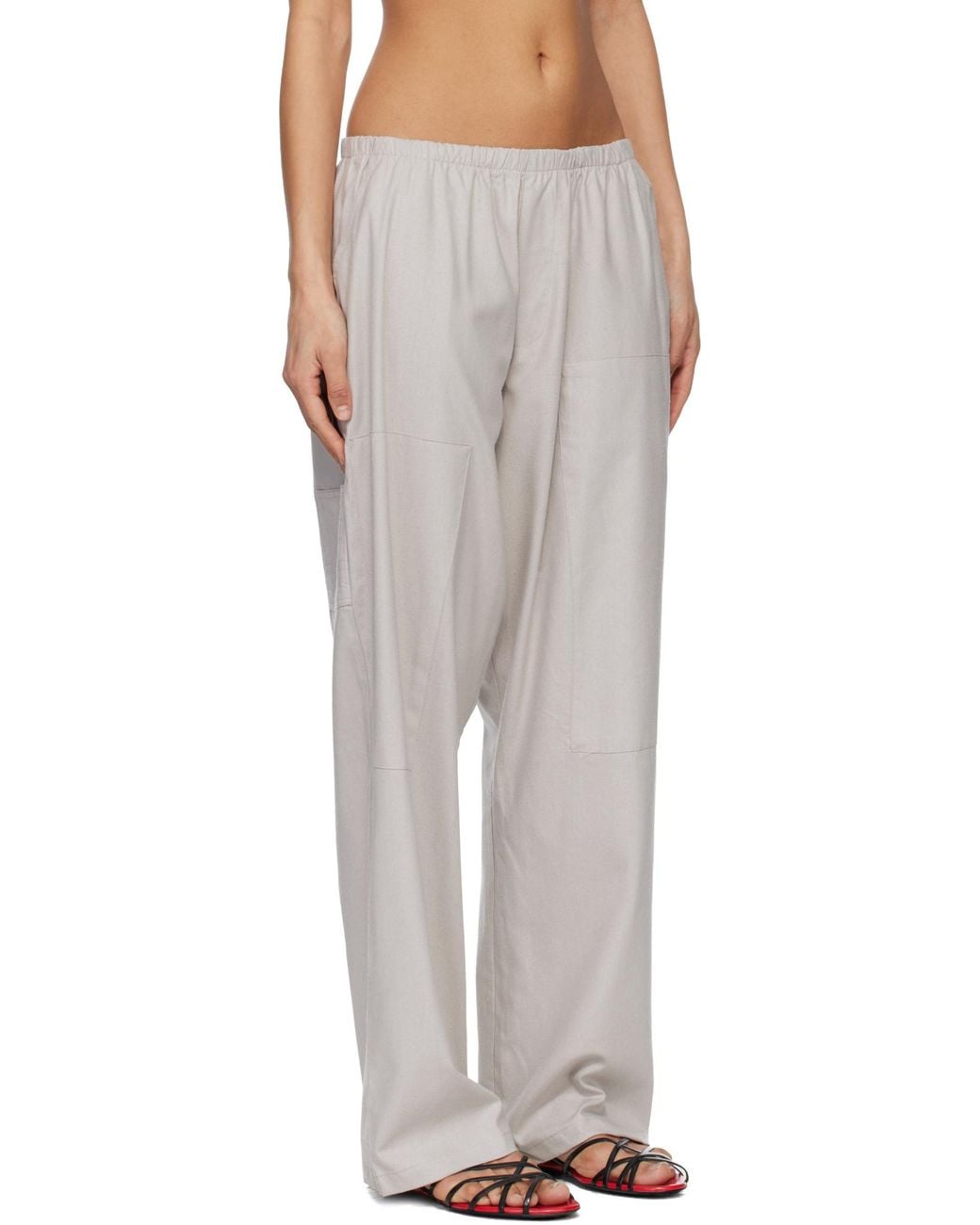 Baserange White Elastic Waist Casual Pants