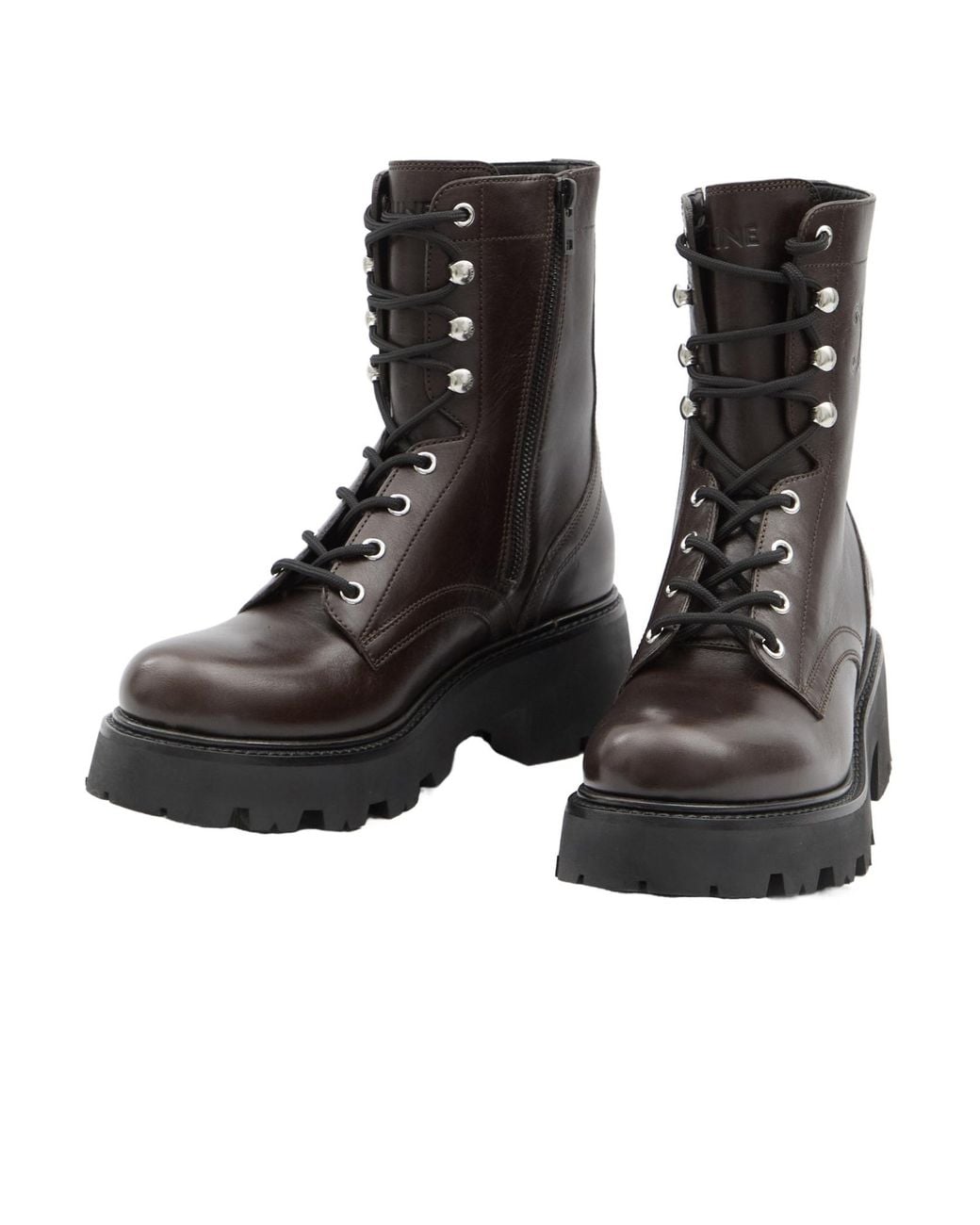 Céline Black Lace-Up Ankle Boots