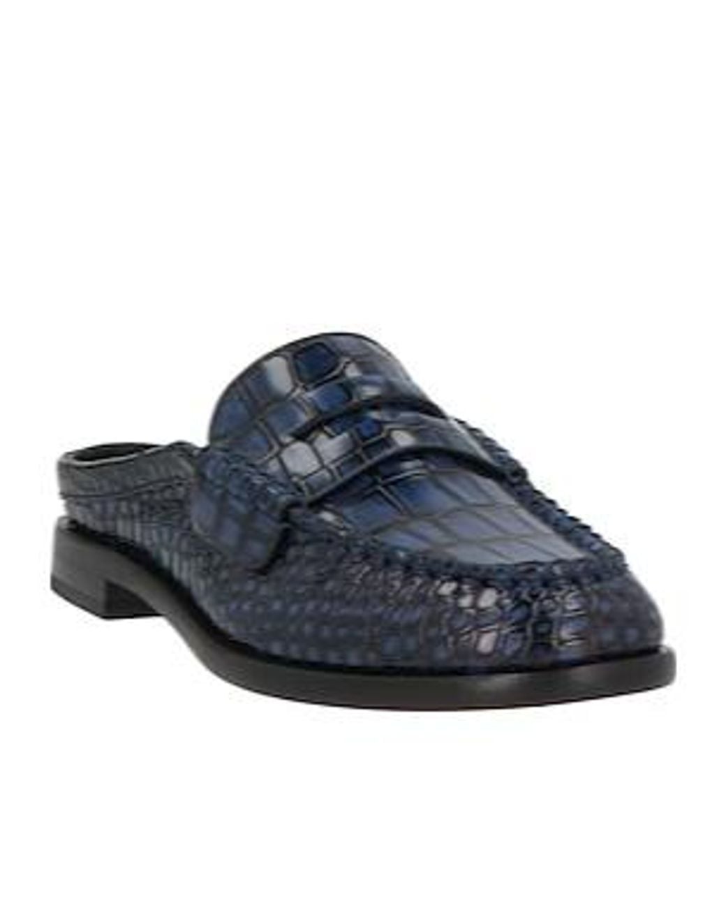 Rag & Bone Blue Crocodilepattern Mules