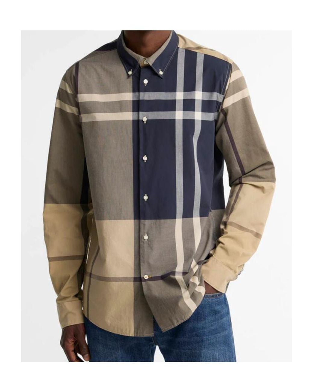 Barbour Blue Oversized Plaid Dunoon Slim-Fit Long-Sleeve Shirt for men
